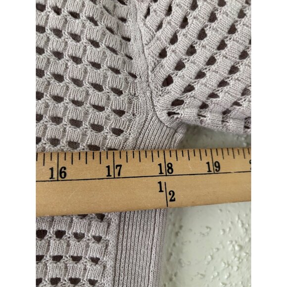 Nic+Zoe Womens Open Knit Moonlight  Sweater M Beige Cotton Blend - Picture 6 of 9